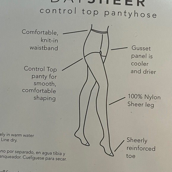 Hug Alon Nice Touch Daysheer Control Top Pantyhose Reinforce Toe Soft Taupe sz E - Picture 6 of 11